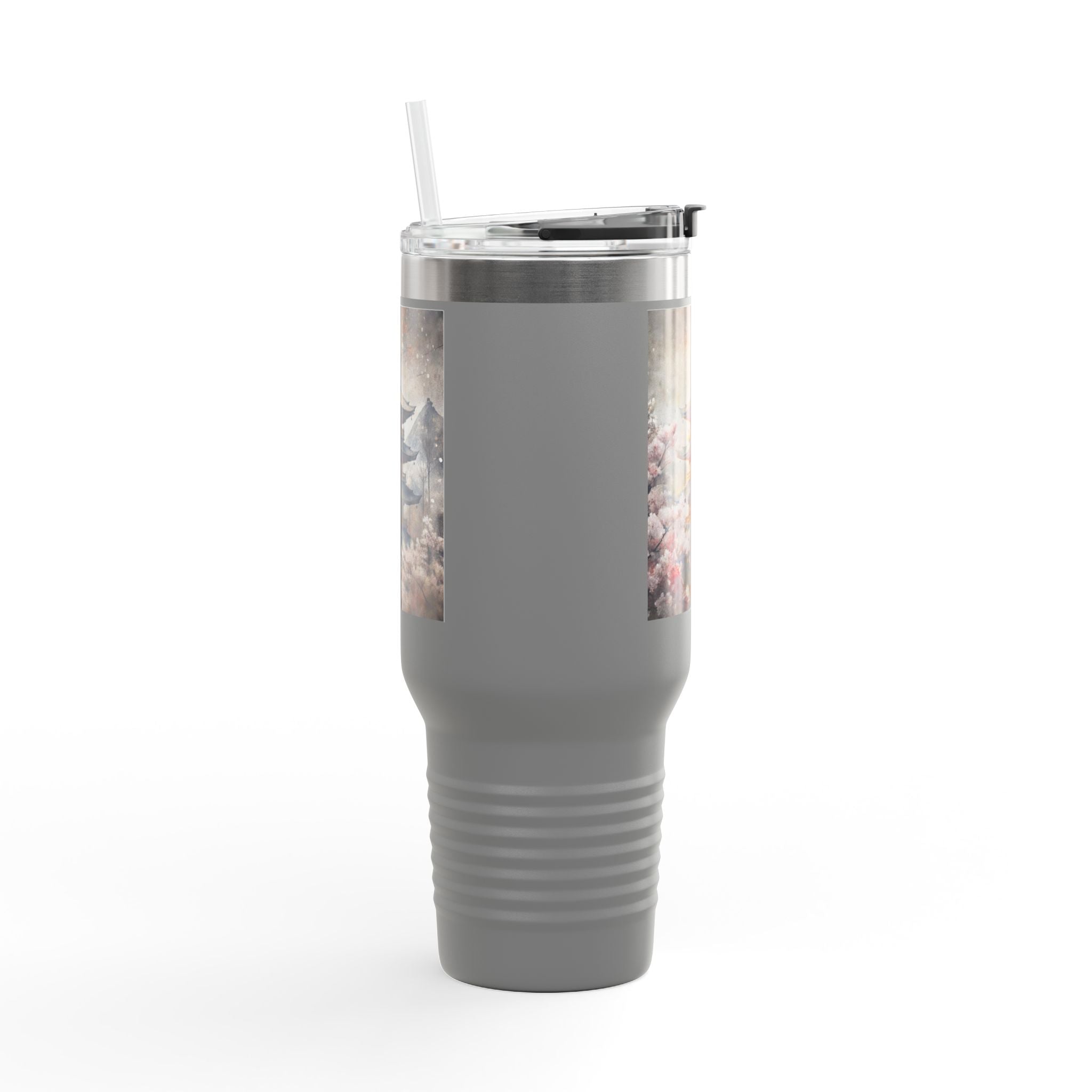 40oz Insulated Travel Mug — Cherry Blossom Pagoda Stainless Steel Tumbler