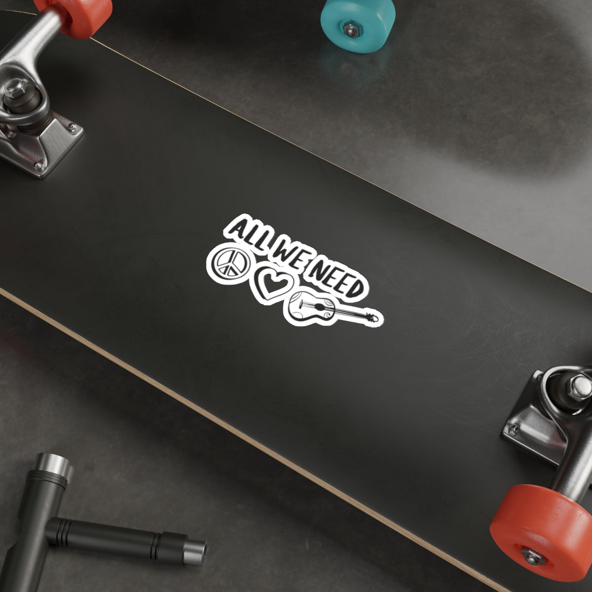 All We Need - Peace, Love & Music - Vinyl Die-Cut Sticker - Indoor Outdoor Decal