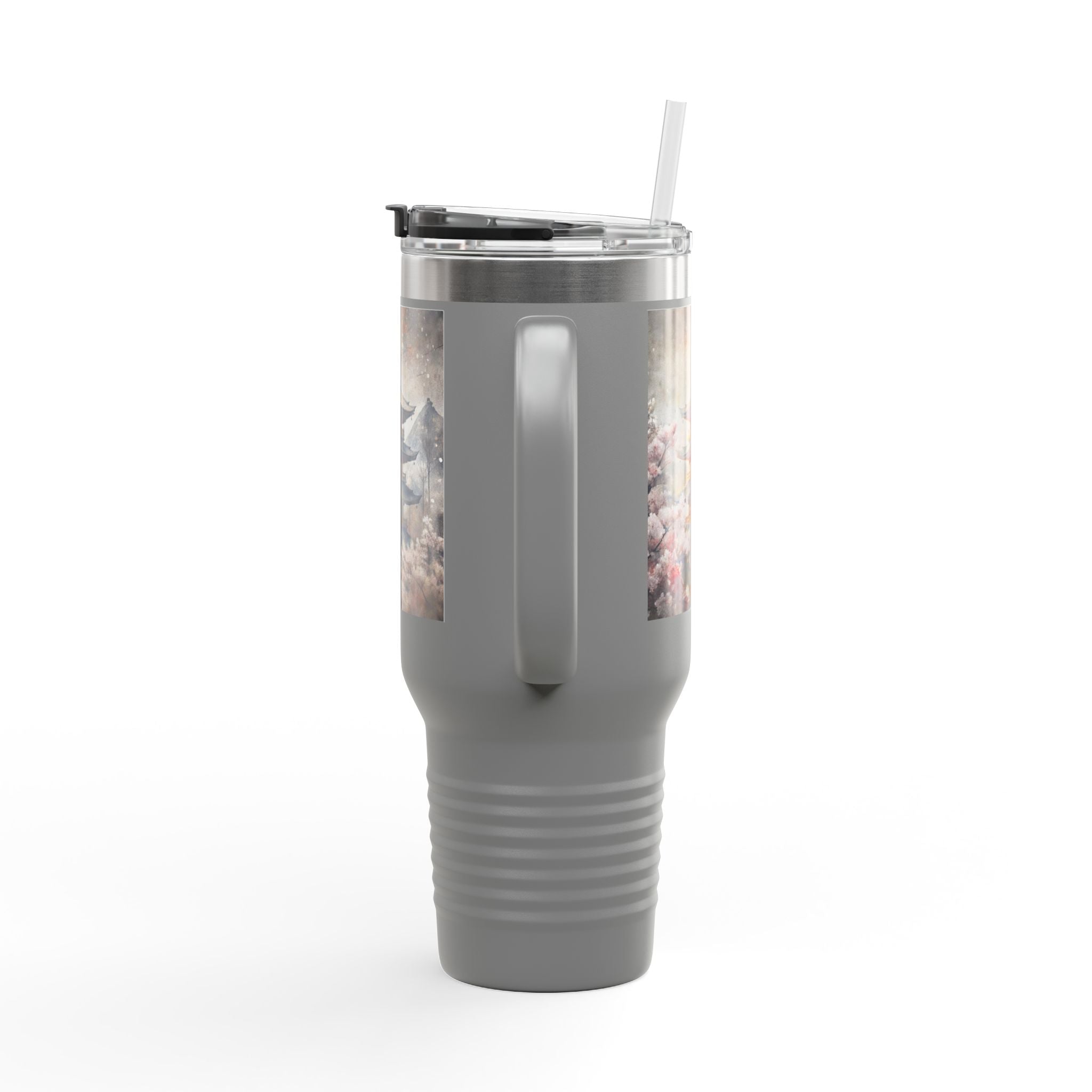 40oz Insulated Travel Mug — Cherry Blossom Pagoda Stainless Steel Tumbler