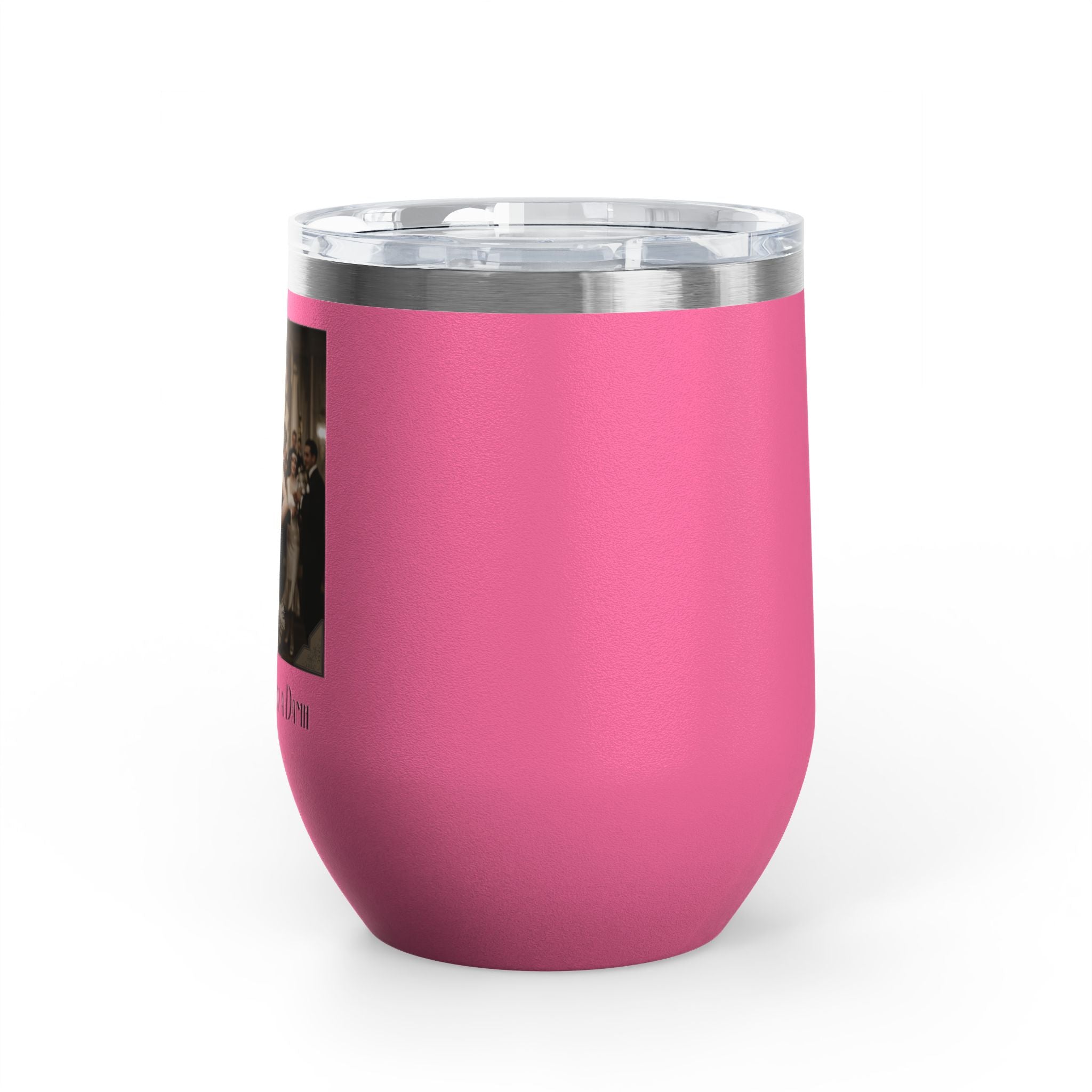 12oz Stainless Steel Wine Tumbler — Vintage Gatsby Party Design "Too Glam to Give a Damn"