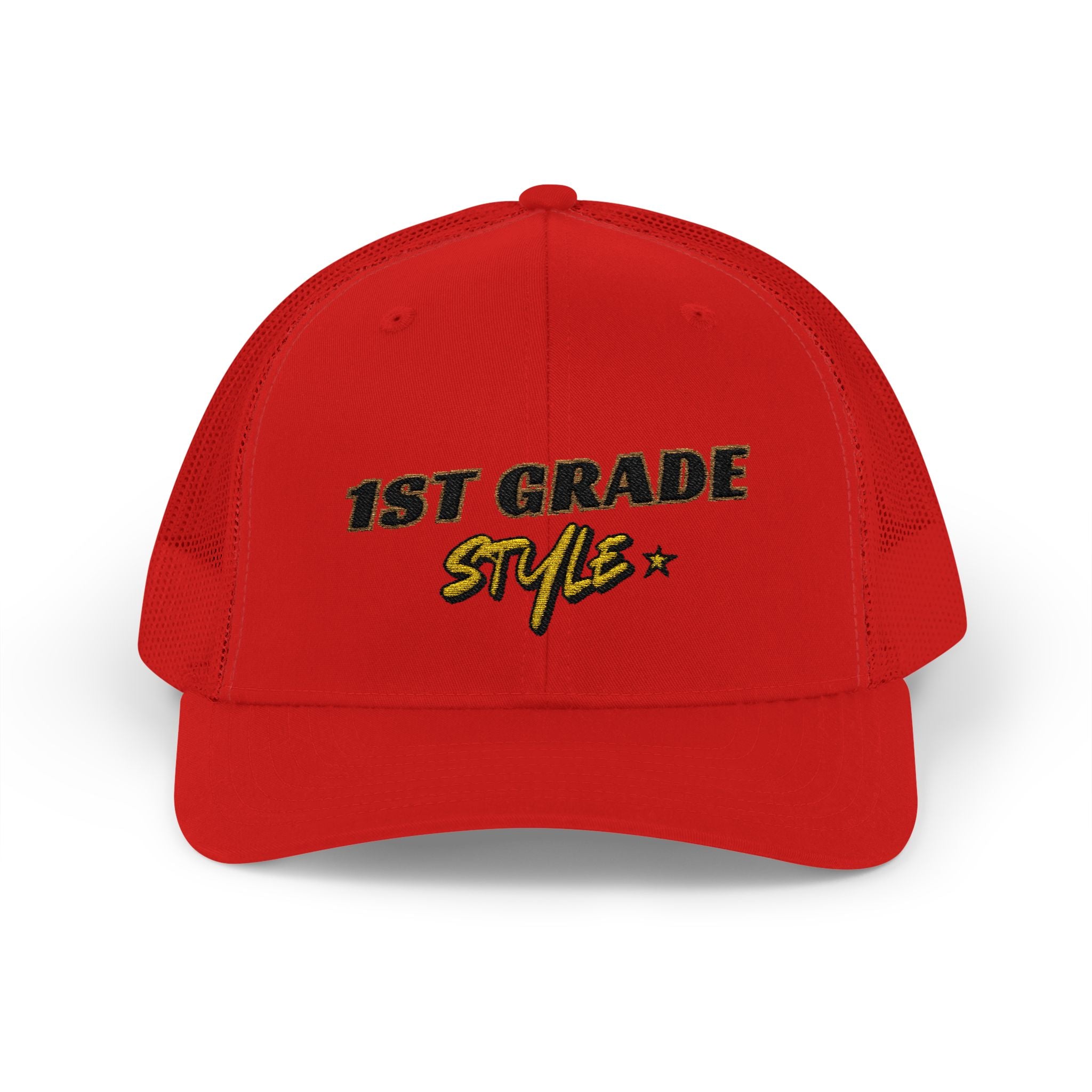 1st Grade Style - Embroidered Snapback Trucker Cap - Street Style - Casual Adjustable Hat - Back to School Apparel - Teacher - Student