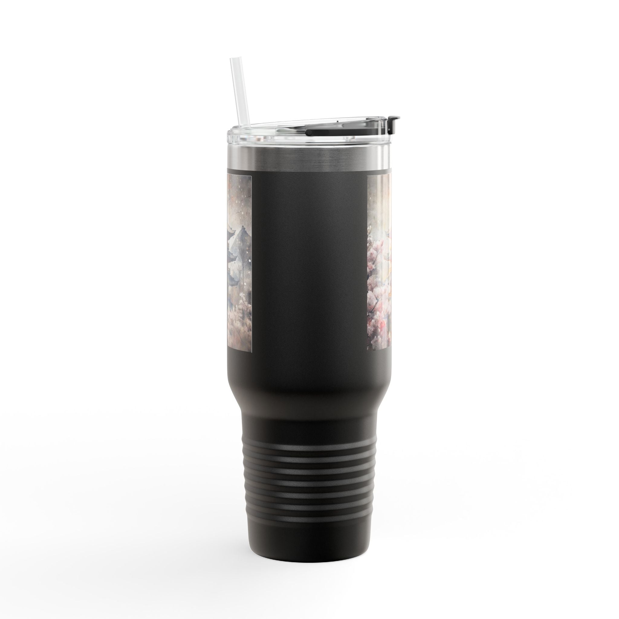 40oz Insulated Travel Mug — Cherry Blossom Pagoda Stainless Steel Tumbler