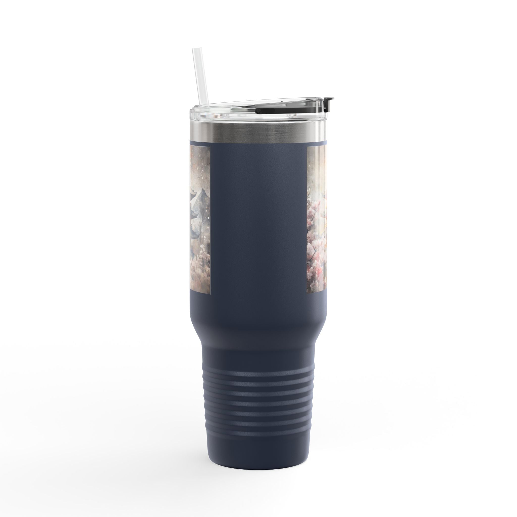 40oz Insulated Travel Mug — Cherry Blossom Pagoda Stainless Steel Tumbler