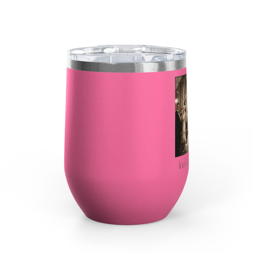 12oz Stainless Steel Wine Tumbler — Vintage Gatsby Party Design "Too Glam to Give a Damn"
