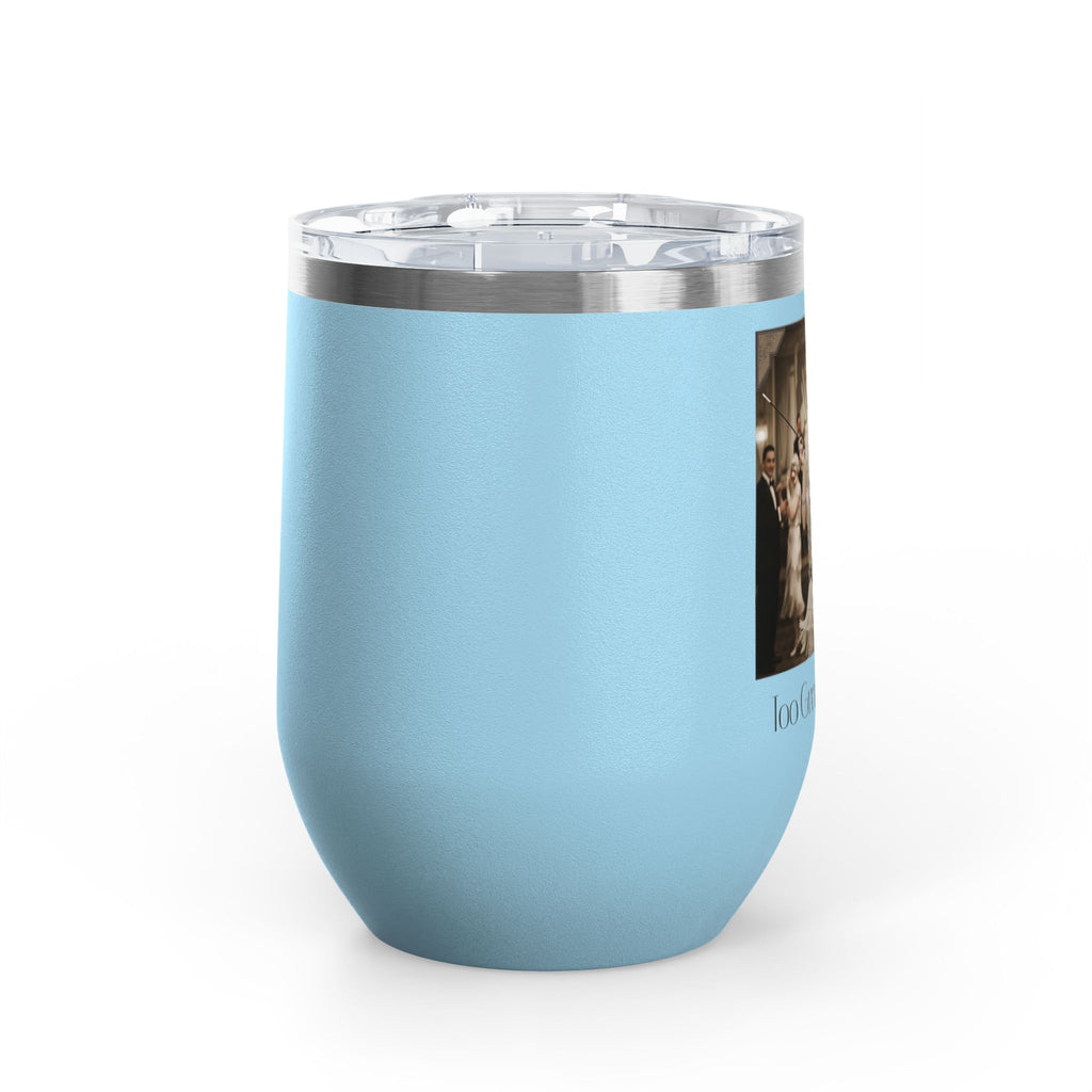 12oz Stainless Steel Wine Tumbler — Vintage Gatsby Party Design "Too Glam to Give a Damn"