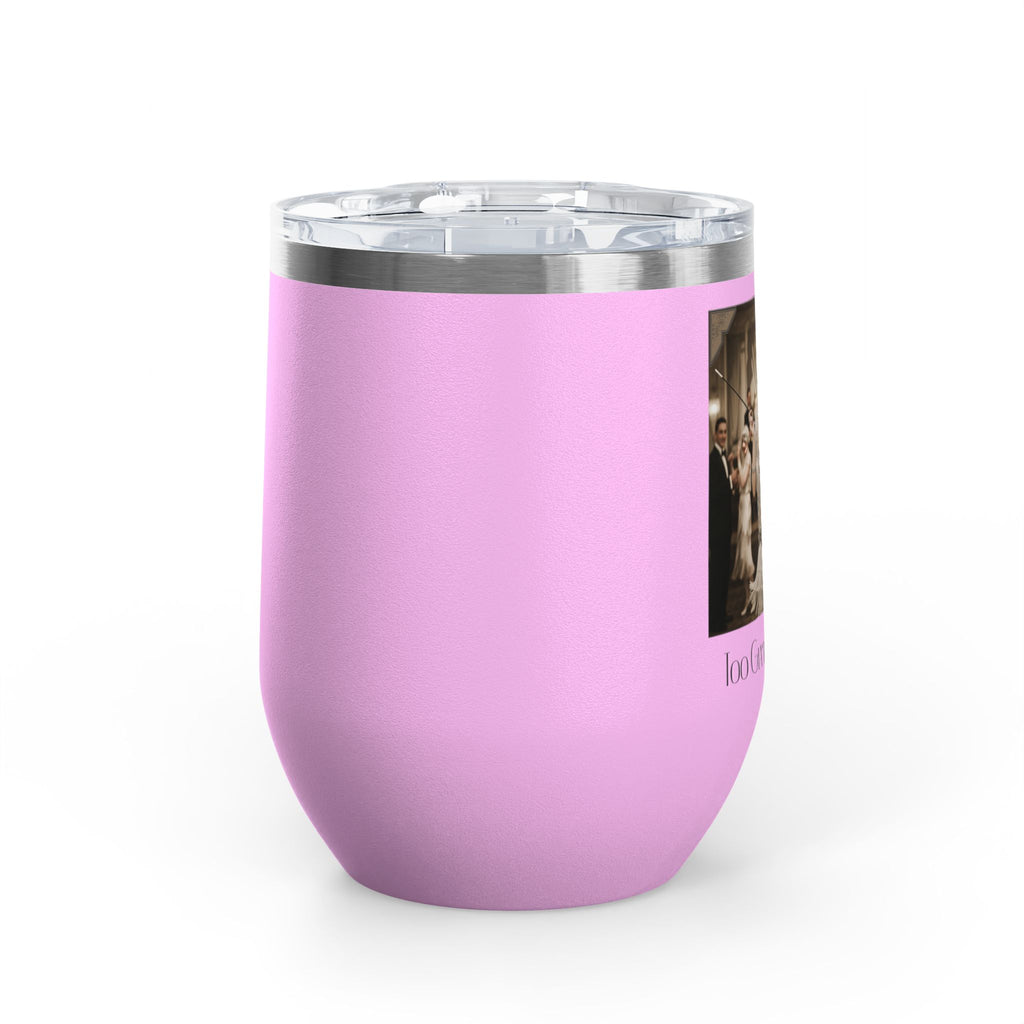 12oz Stainless Steel Wine Tumbler — Vintage Gatsby Party Design "Too Glam to Give a Damn"