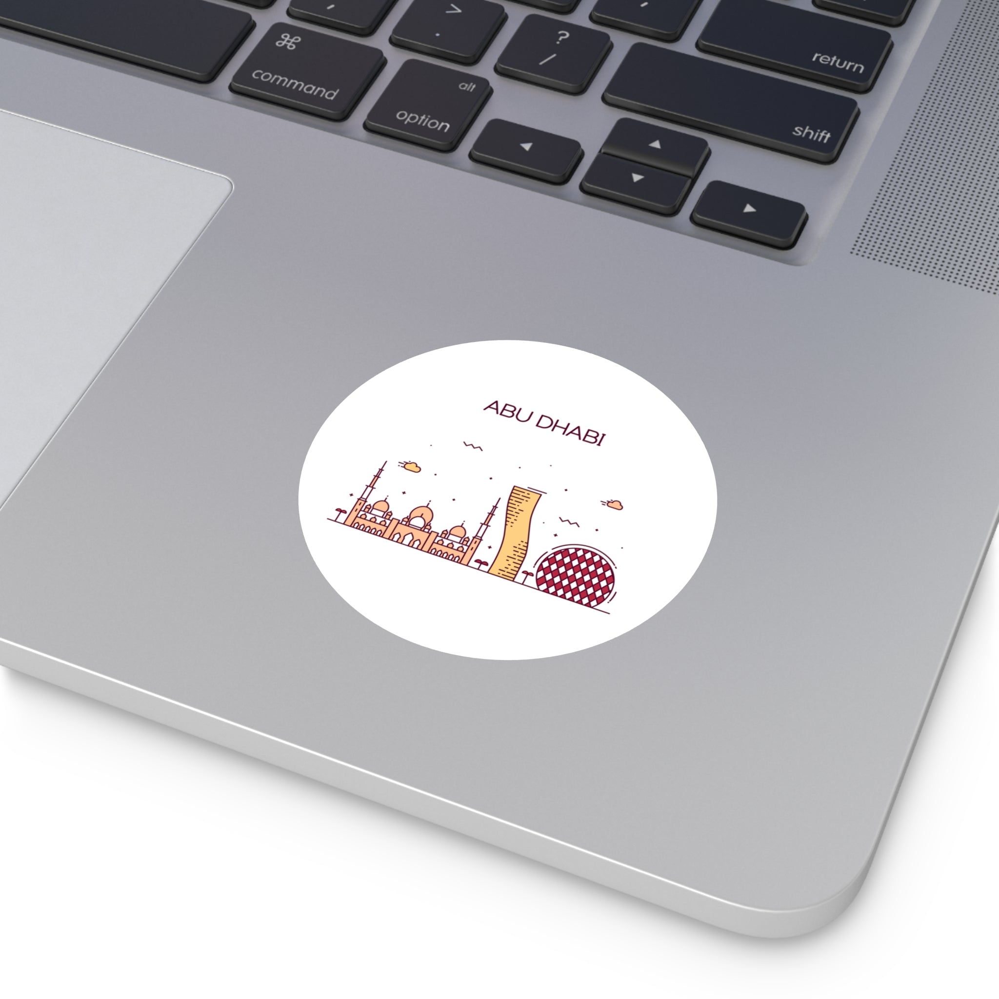 Abu Dhabi UAE - City Skyline Decal - United Arab Emirates Travel - Round Water-Resistant Vinyl Sticker = Indoor Outdoor