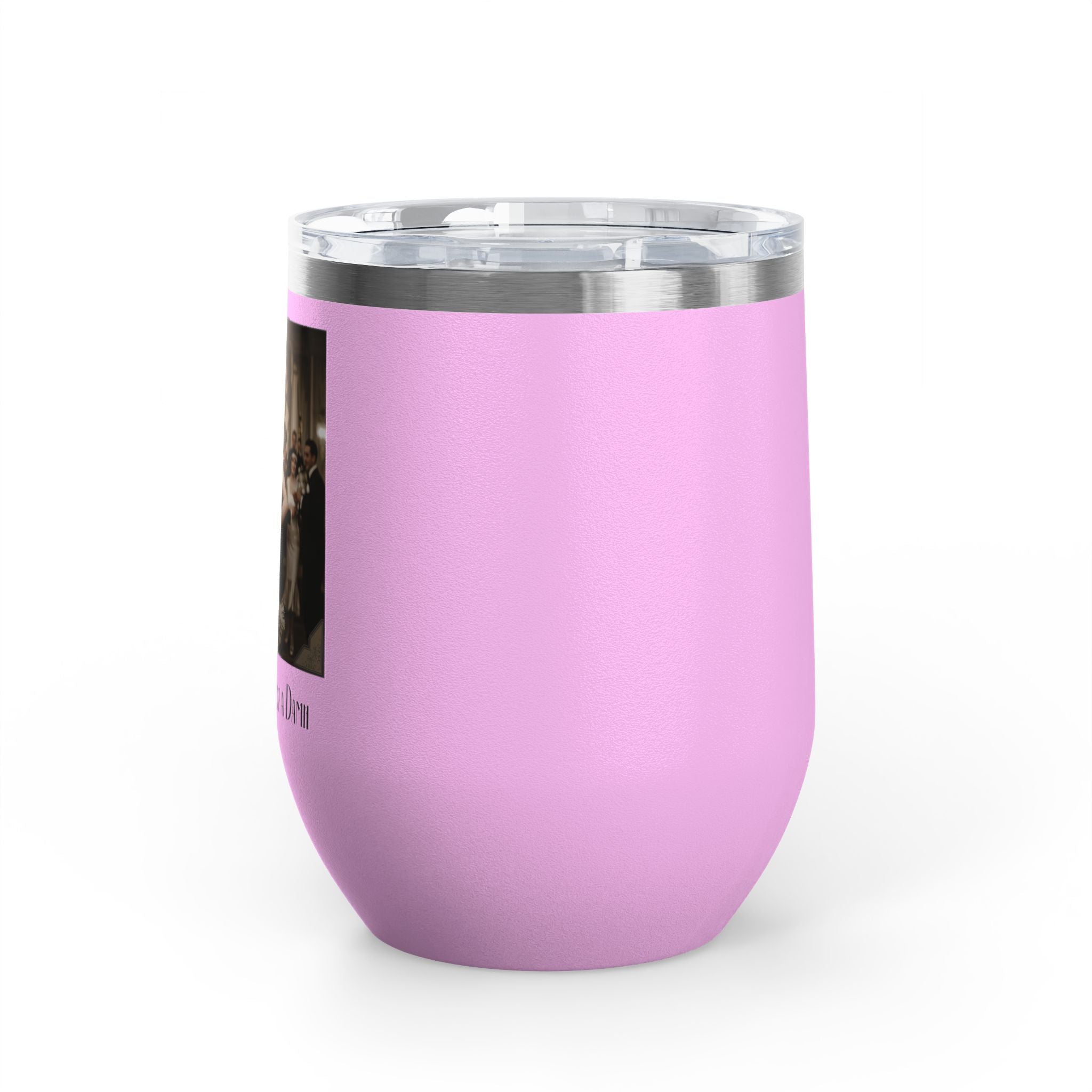 12oz Stainless Steel Wine Tumbler — Vintage Gatsby Party Design "Too Glam to Give a Damn"