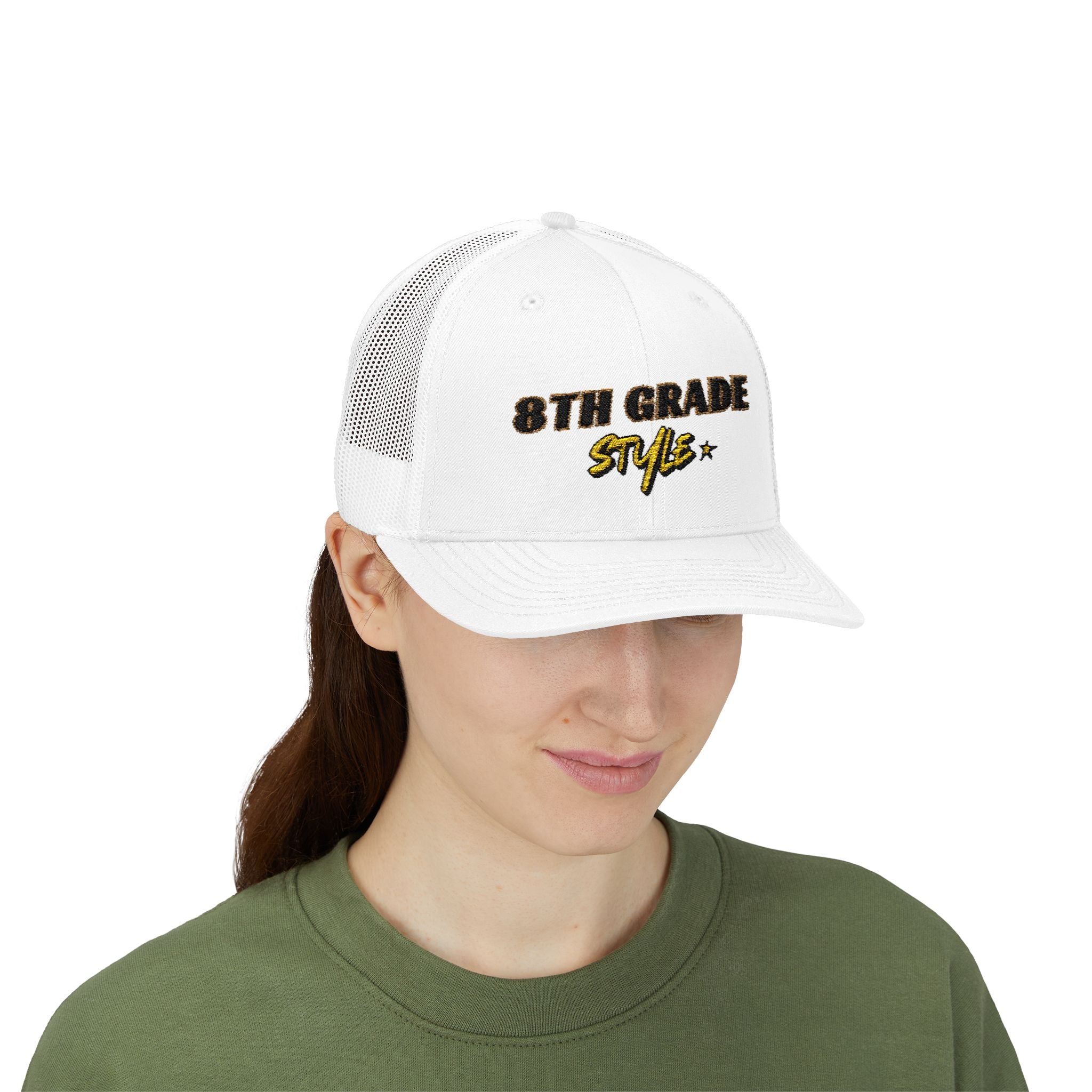 8th Grade Style - Embroidered Snapback Trucker Cap - Street Style - Casual Adjustable Hat - Back to School Apparel - Teacher Gift - Student