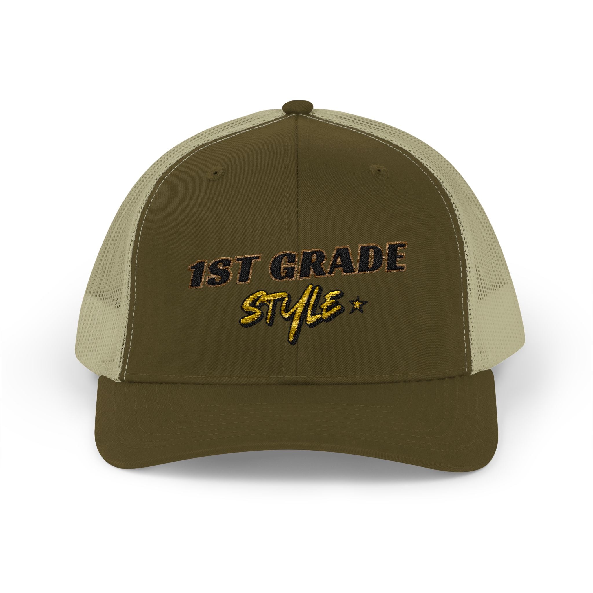 1st Grade Style - Embroidered Snapback Trucker Cap - Street Style - Casual Adjustable Hat - Back to School Apparel - Teacher - Student