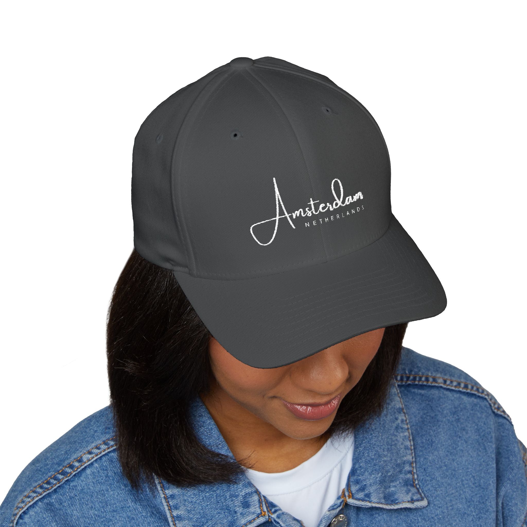 Amsterdam Netherlands - Stylish Embroidered Unisex Baseball Cap - Minimalist Trendy Hat - Dutch Travel Souvenir