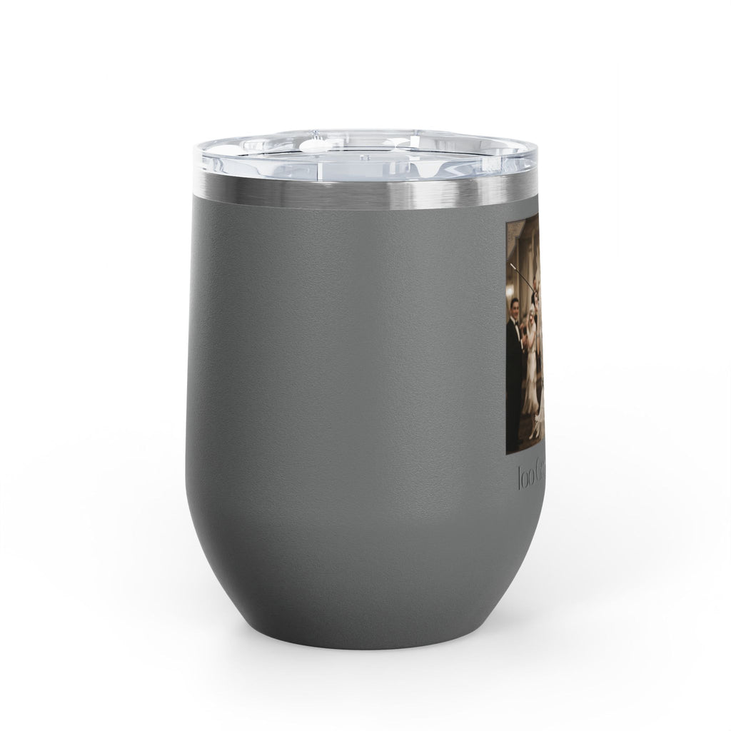 12oz Stainless Steel Wine Tumbler — Vintage Gatsby Party Design "Too Glam to Give a Damn"