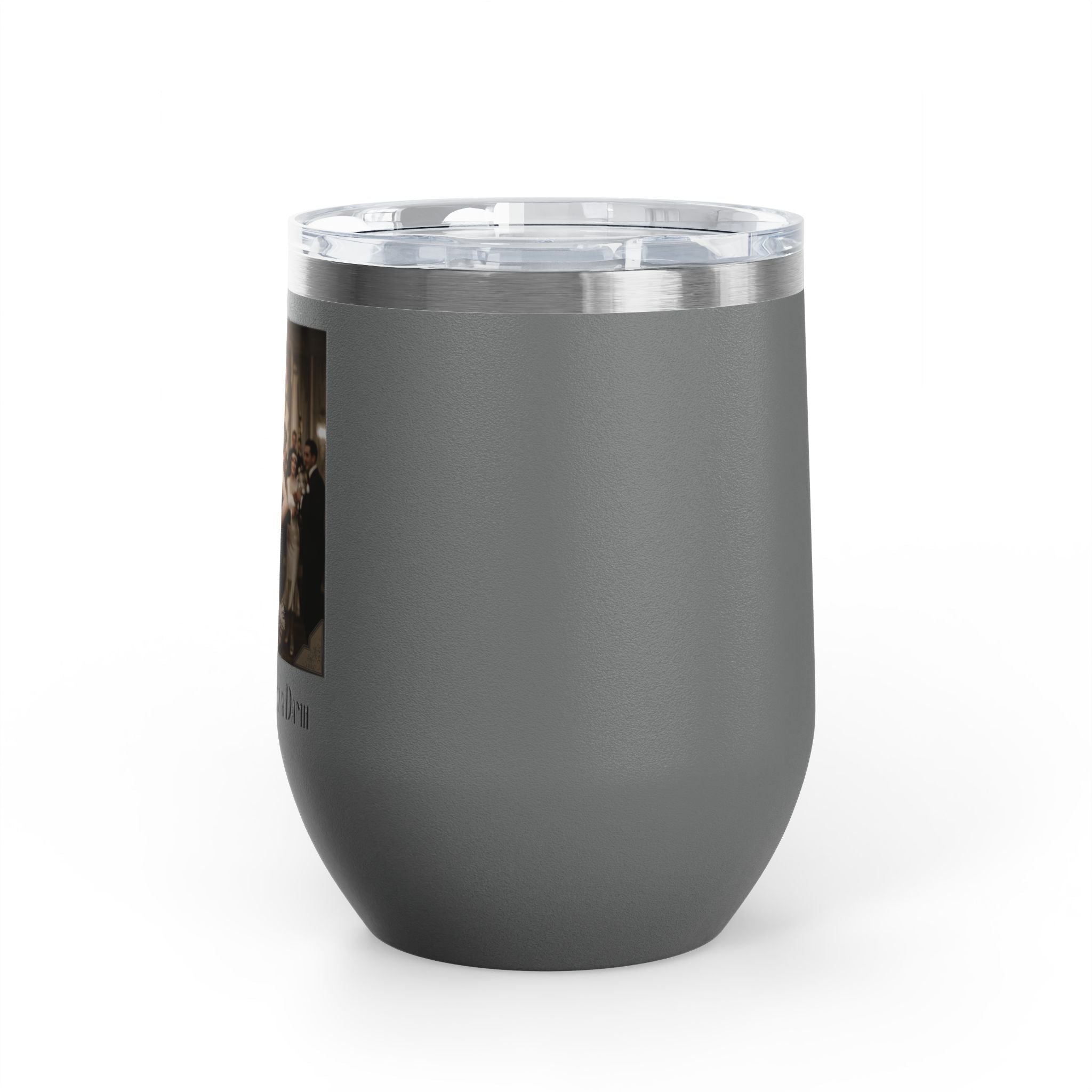 12oz Stainless Steel Wine Tumbler — Vintage Gatsby Party Design "Too Glam to Give a Damn"