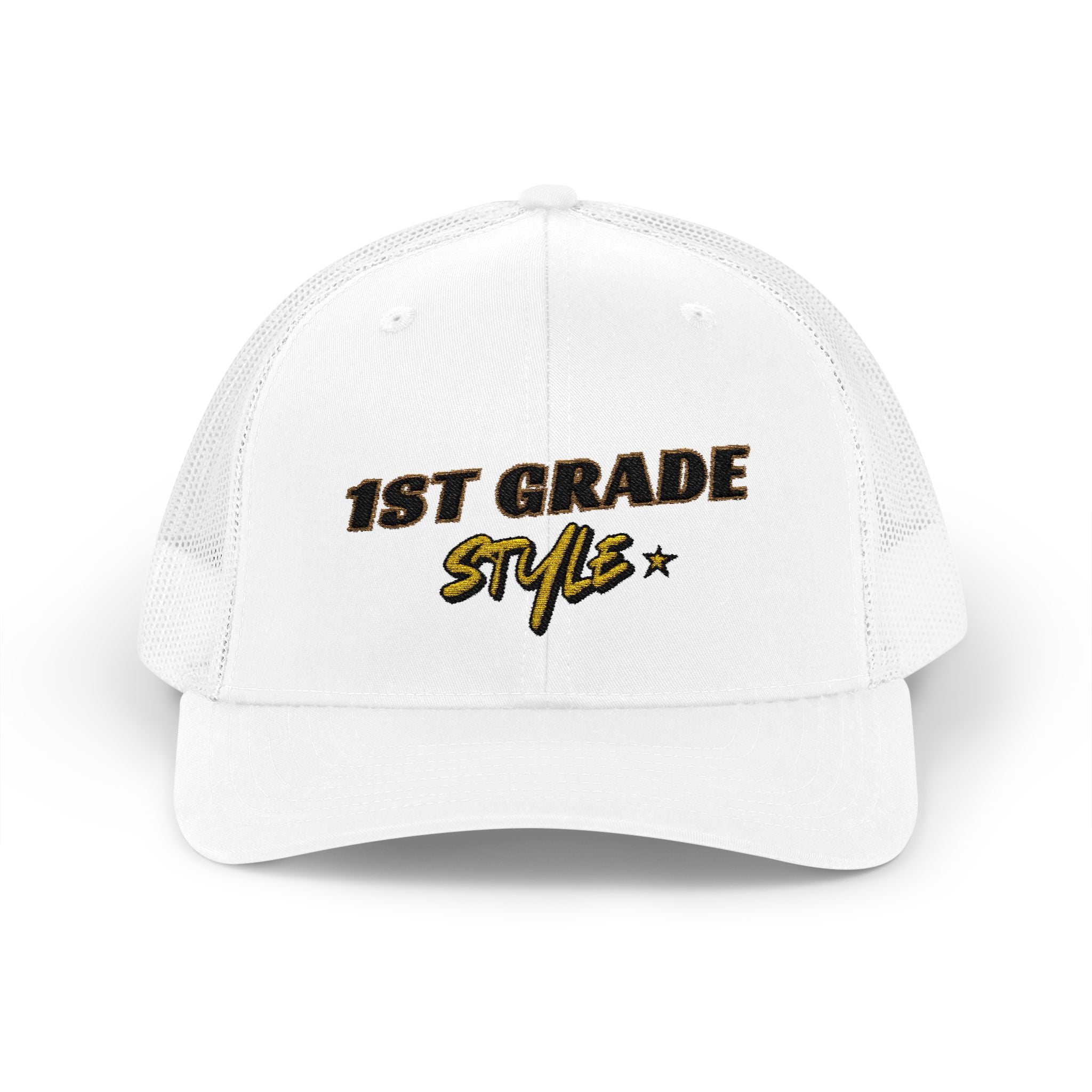 1st Grade Style - Embroidered Snapback Trucker Cap - Street Style - Casual Adjustable Hat - Back to School Apparel - Teacher - Student