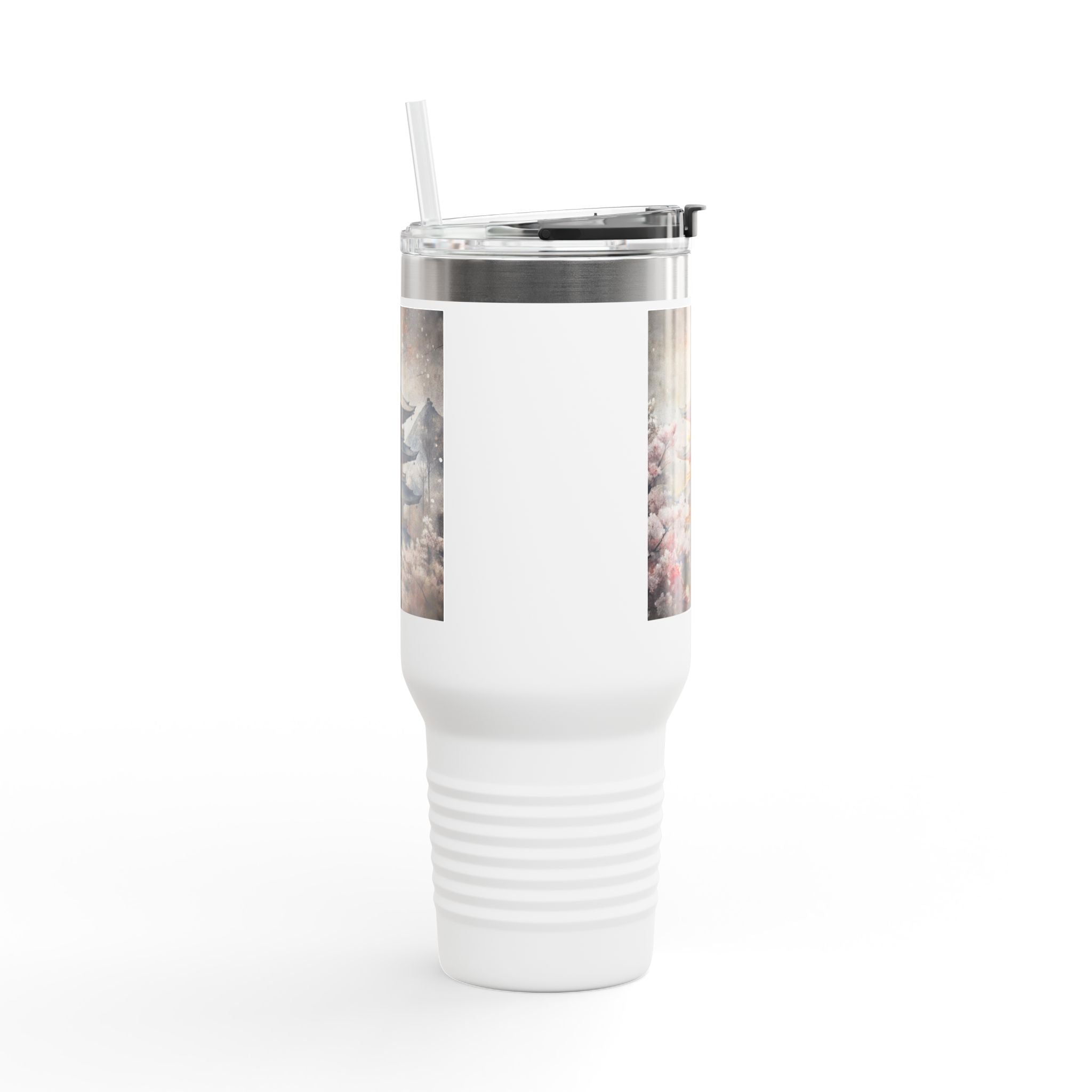 40oz Insulated Travel Mug — Cherry Blossom Pagoda Stainless Steel Tumbler