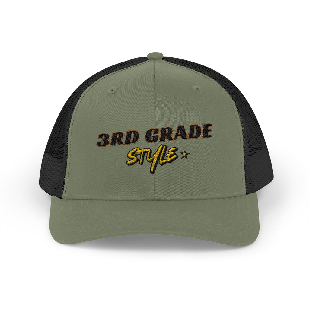 3rd Grade Style - Embroidered Snapback Trucker Cap - Street Style - Casual Adjustable Hat - Back to School Apparel - Teacher - Student