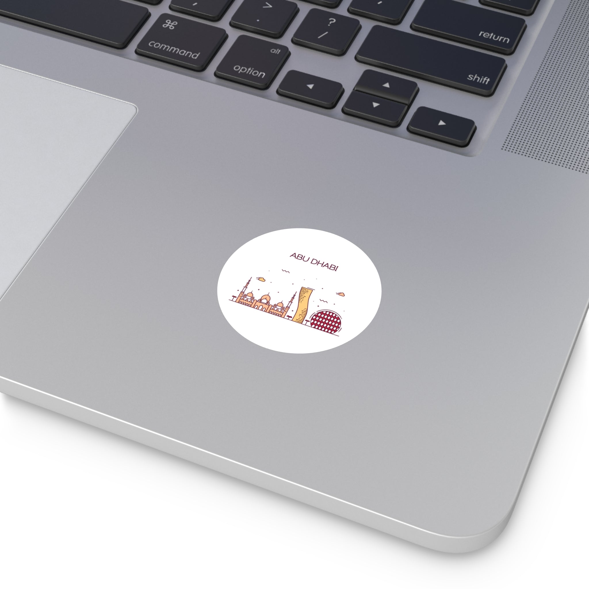 Abu Dhabi UAE - City Skyline Decal - United Arab Emirates Travel - Round Water-Resistant Vinyl Sticker = Indoor Outdoor